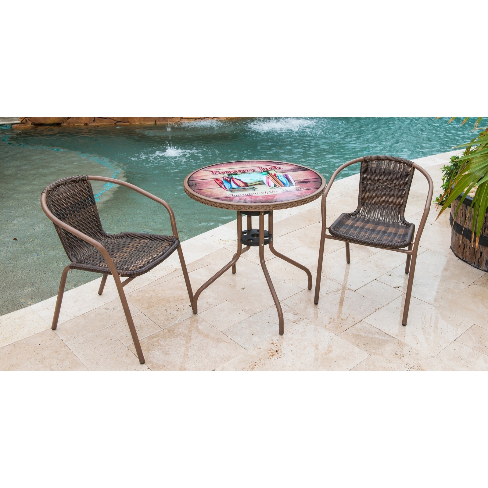 Panama Jack Outdoor Cafe Of The Boards 3 Piece Bistro Set Picture 1 Of 3