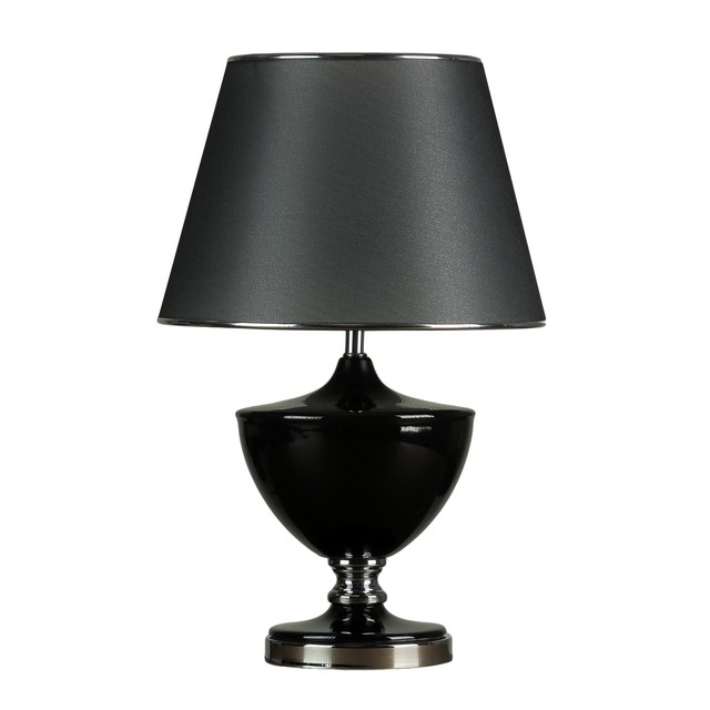 Cortesi Home Athena 20 H Table Lamp With Empire Shade Cortesi Home Athena Table Lamp In Black And Chrome