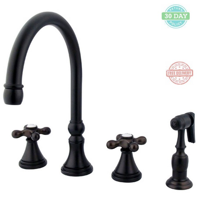 Kingston Brass Kitchen 2 Handle Side Sprayer Faucet In Oil Standard Kitchen Faucet Double Handle Side Sprayer Oil Rubbed Bronze Finish