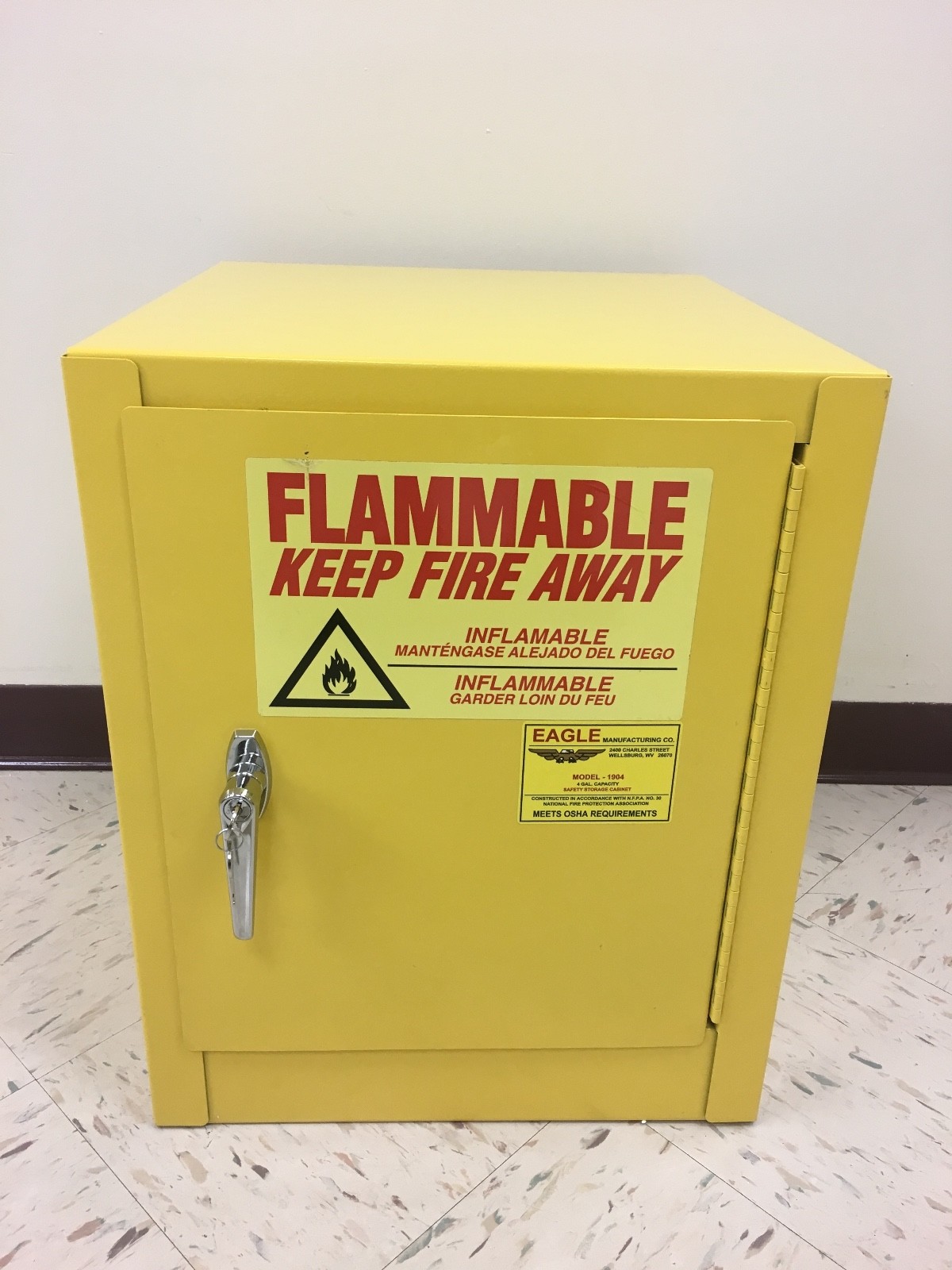Eagle 1904 Flammable Safety Cabinet 4 Gal Yellow