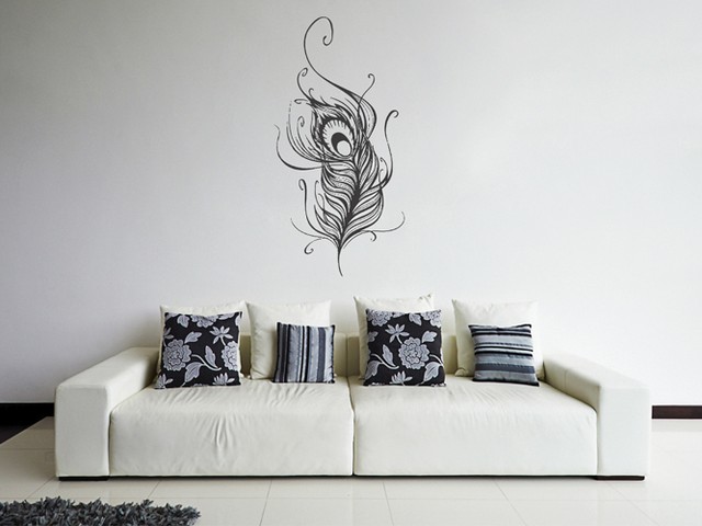 Ik1632 Wall Decal Sticker Indian Pea Feather Bird Living Room Ik1632 Wall Decal Sticker Indian Pea Feather Bird Living Room Bedroom