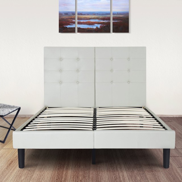 Olee Sleep 14 Inch Dura Metal Faux Leather Wood Slate Bed Frame Olee Sleep 14 Inch Dura Metal Faux Leather Wood Slate Bed Frame Burton Qu