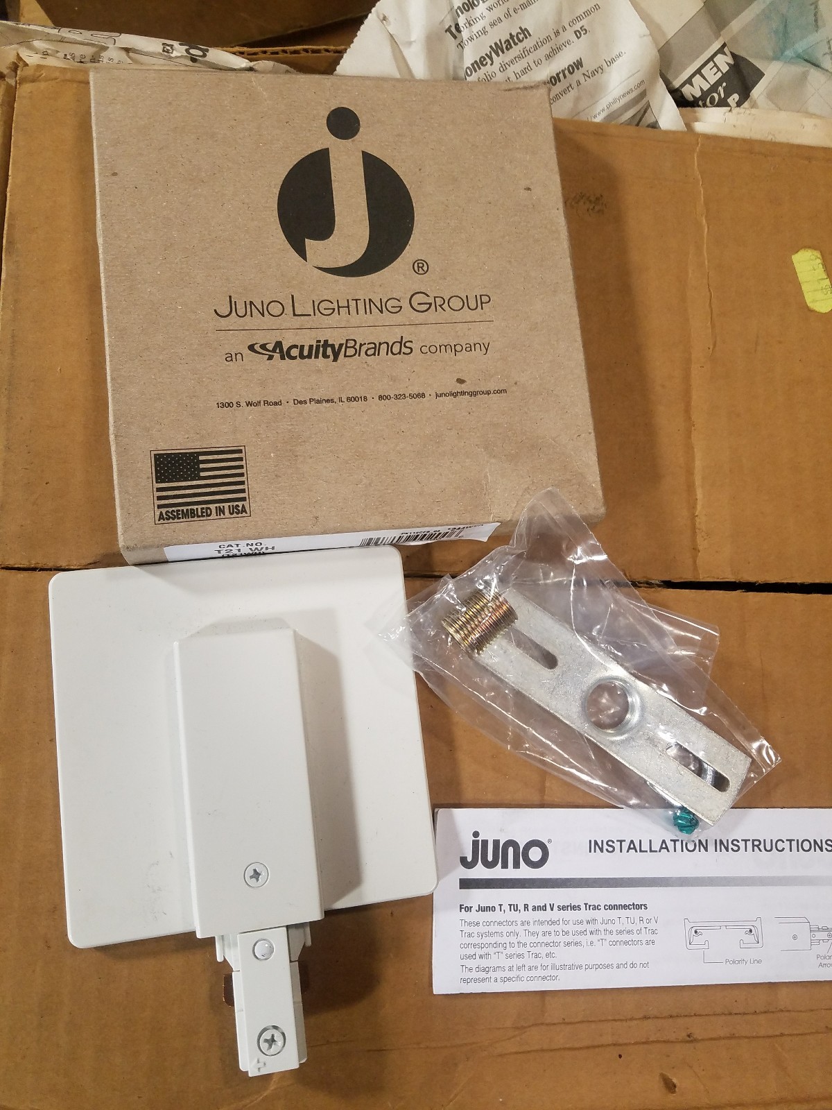 Juno Track Lighting T21wh 1 Circuit Trac Master End Feed Connector Picture 1 Of 5