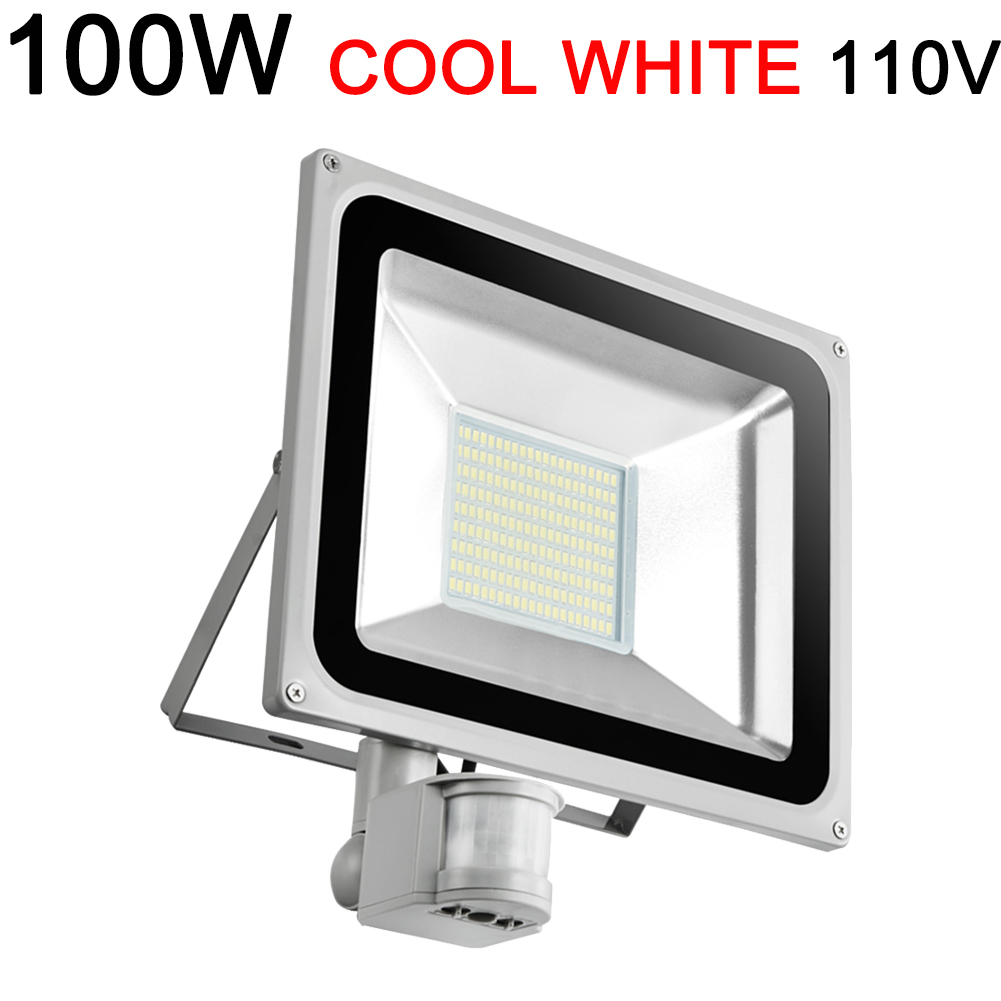 100w Cool White Led Flood Light Pir Motion Sensor Outdoor Security Picture 1 Of 6
