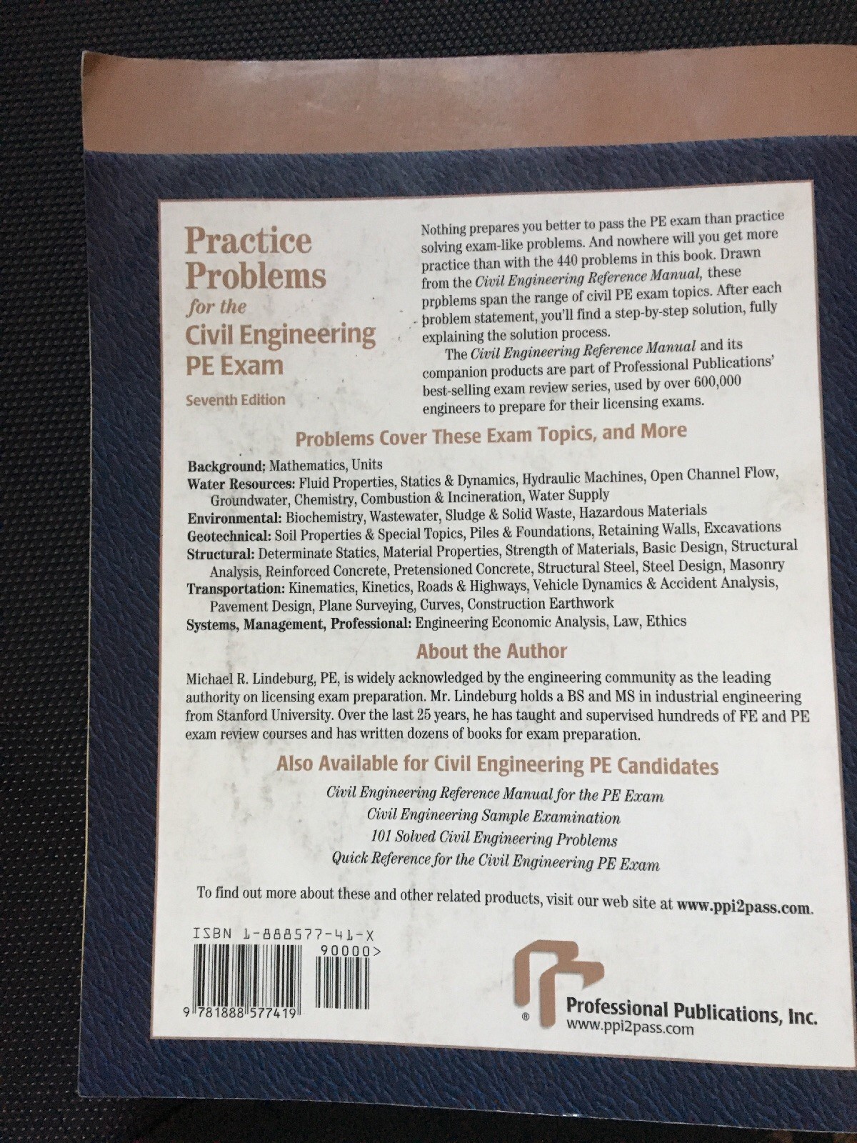 Practice Problems for the Civil Engineering PE Exam : A Companion to the Civil Engineering Reference Manual by Michael R. Lindeburg (1999, Paperback, ...