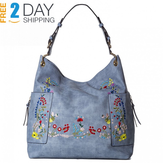 Handbag Republic Cute Hobo Purse Flower Embroidered Zipper Bag Pouch Handbag Republic Cute Hobo Purse Flower Embroidered Zipper Bag Pouch