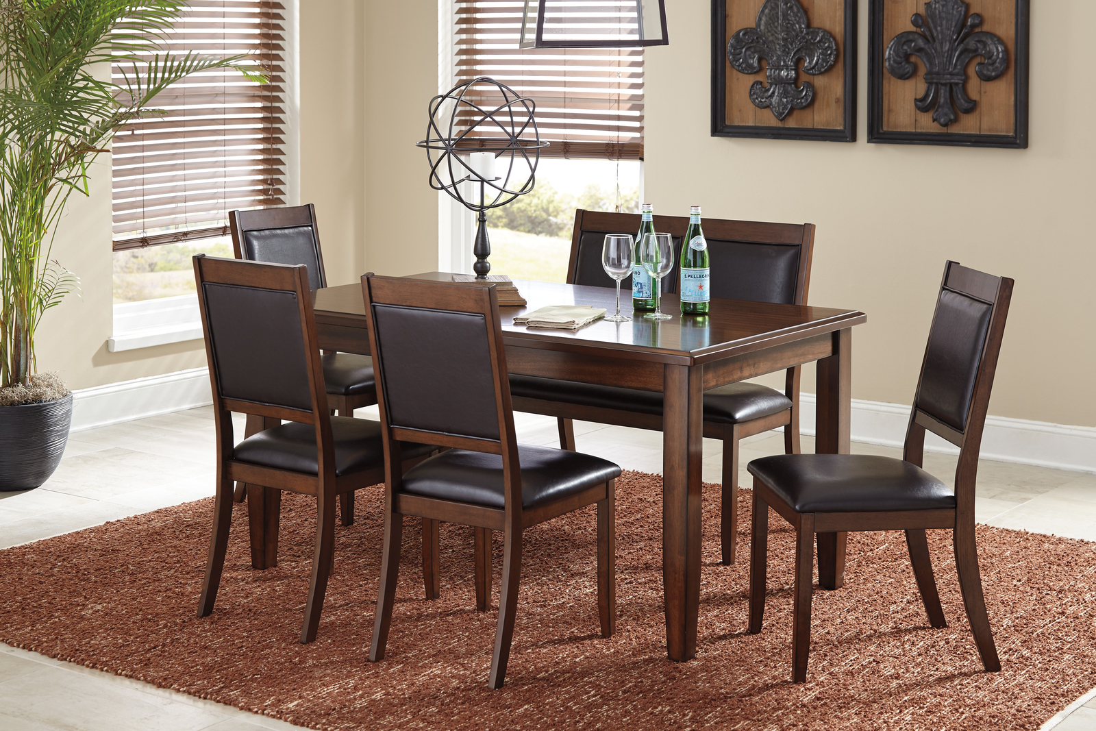 Ashley Furniture Meredy Brown 6 Pc Dining Table Uph Side Chairs And Picture 1 Of