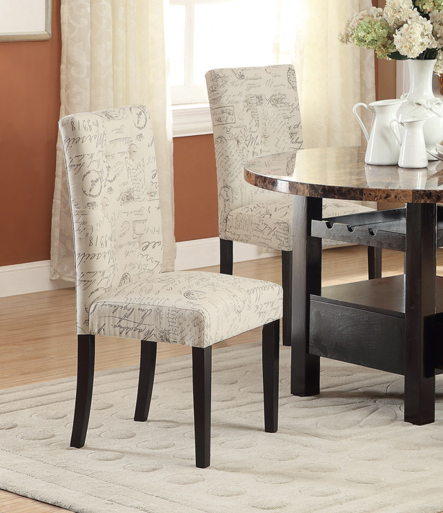Poundex Furniture F1093 Dining Chairs With Micro Suede Print Set Of Picture 1 Of