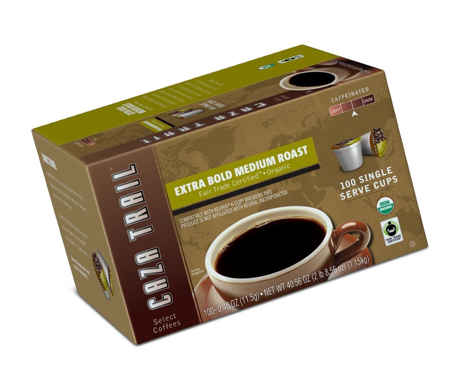 Caza Trail Coffee Organic Extra Bold Medium Roast 100 Single Serve Picture 1 Of 5