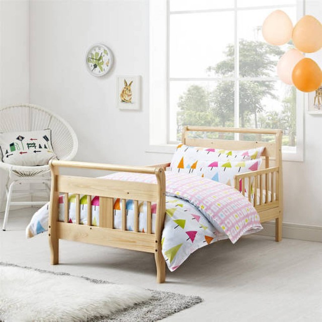 Toddler Bed Wood Cherry Baby Furniture Bedroom Kid Kids Boys Girls Baby Relax Sleigh Toddler Bed Wood Frame Bedroom Furniture Kids Children