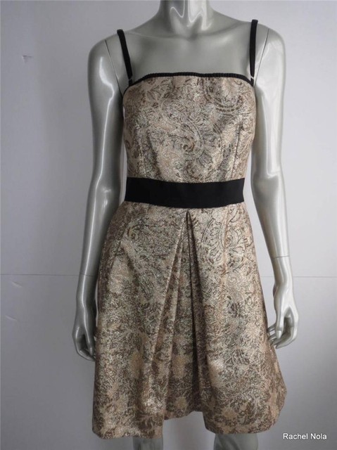 Dolce Gabbana D G 40 S Gold Fl Jacquard Spaghetti Strap Party Nwt Dolce Gabbana D G 40 S Gold Fl Jacquard Spaghetti Strap Party Dress New