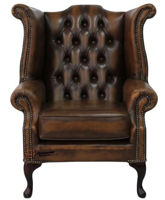 Chesterfield Armchair Queen Anne High Back Wing Chair ...