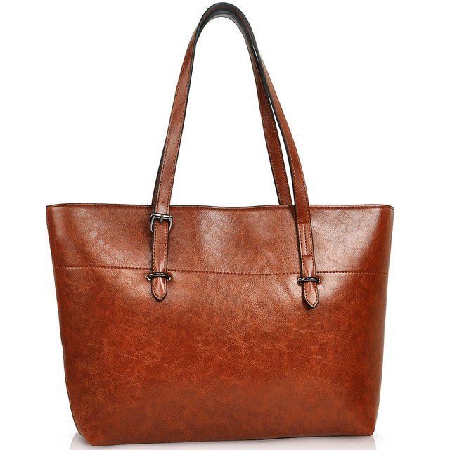 Tote Bag For Women Vegan Leather Handbags With Large Capacity Womens Large Leather Bag Vintage Tote Handbag Shoulder Messenger Brown