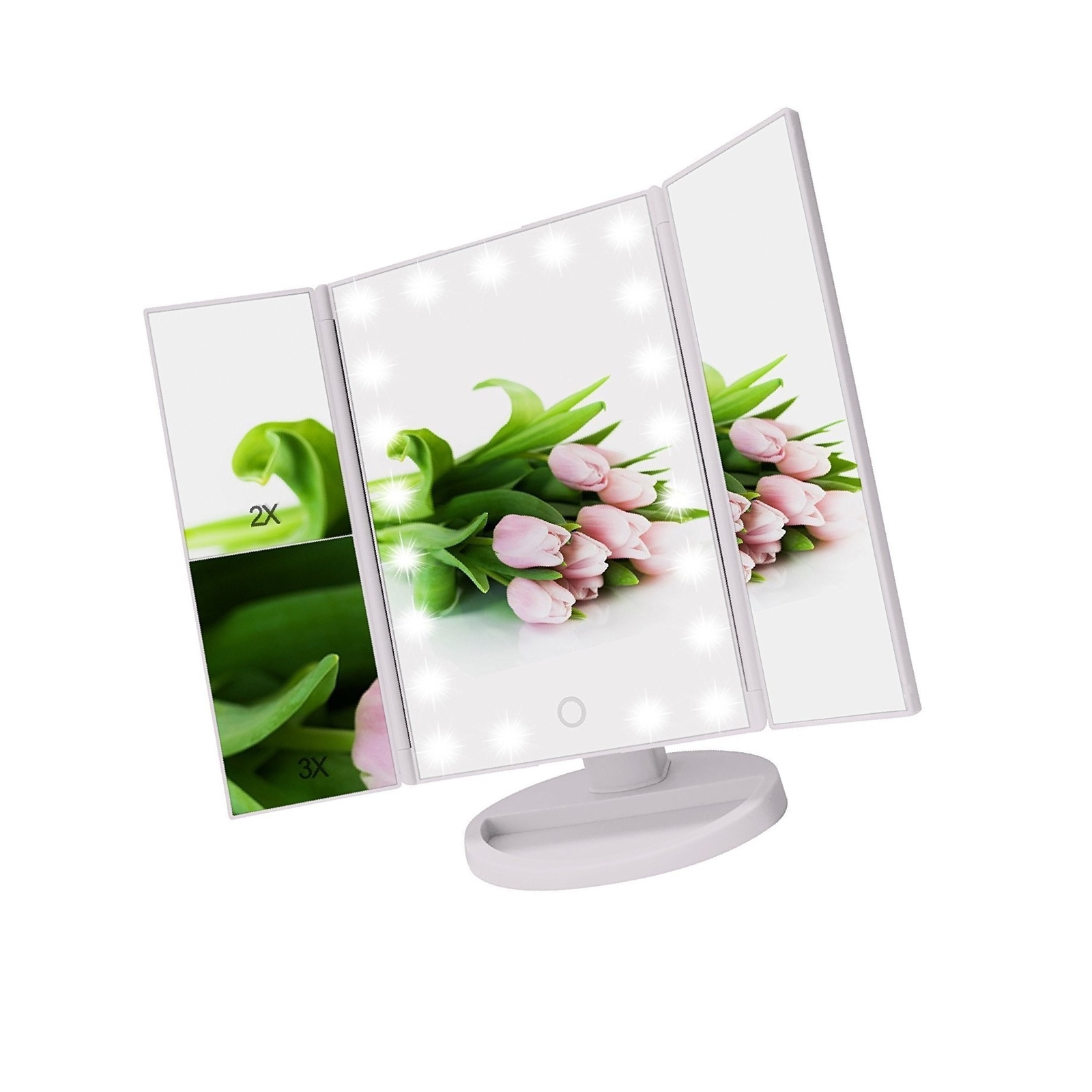 Weily Tri Fold Lighted Makeup Vanity Mirror With 21 Led Lights Touch Picture 1 Of 7