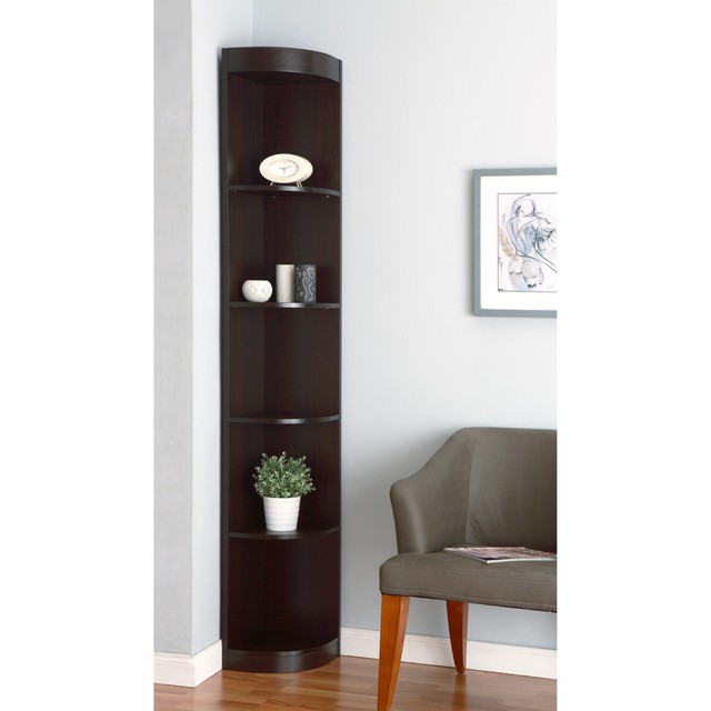 Corner Book Shelf Part - 45: Corner Bookcase 5-Shelf Display Stand Bookshelf Wood Shelving Storage Furniture