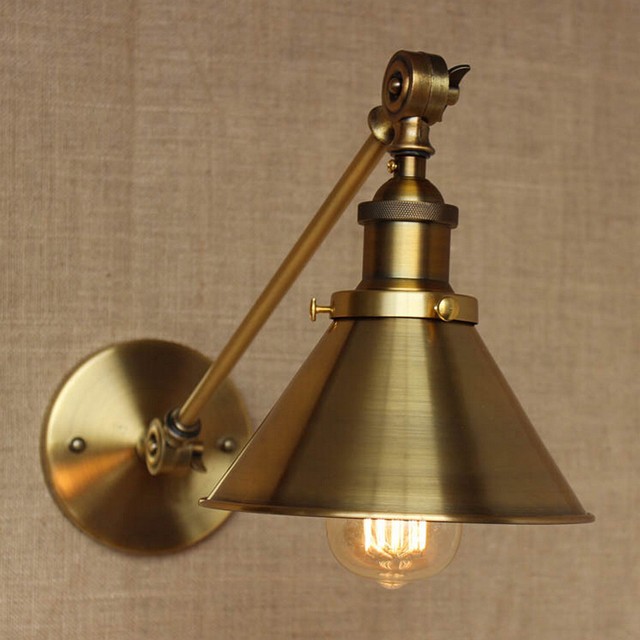 E27 Retro Vintage Industrial Wall Sconce Edison Light Fixture Lamp Brass Vintage Industrial Wall Light Sconce Swing Arm Adjule Fixture Lamp