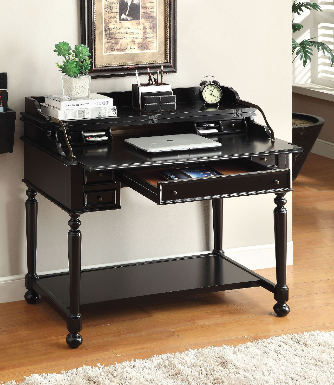 Furniture Of America Lexden Traditional Style Black Wooden Accent Picture 1 Of
