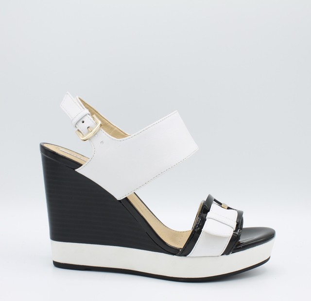 SANDALO CON ZEPPA GEOX DONNA JANIRA E D82P6208502C0404 WHITE BLACK SANDALO CON ZEPPA GEOX DONNA JANIRA E D82P6208502C0404 WHITE BLACK