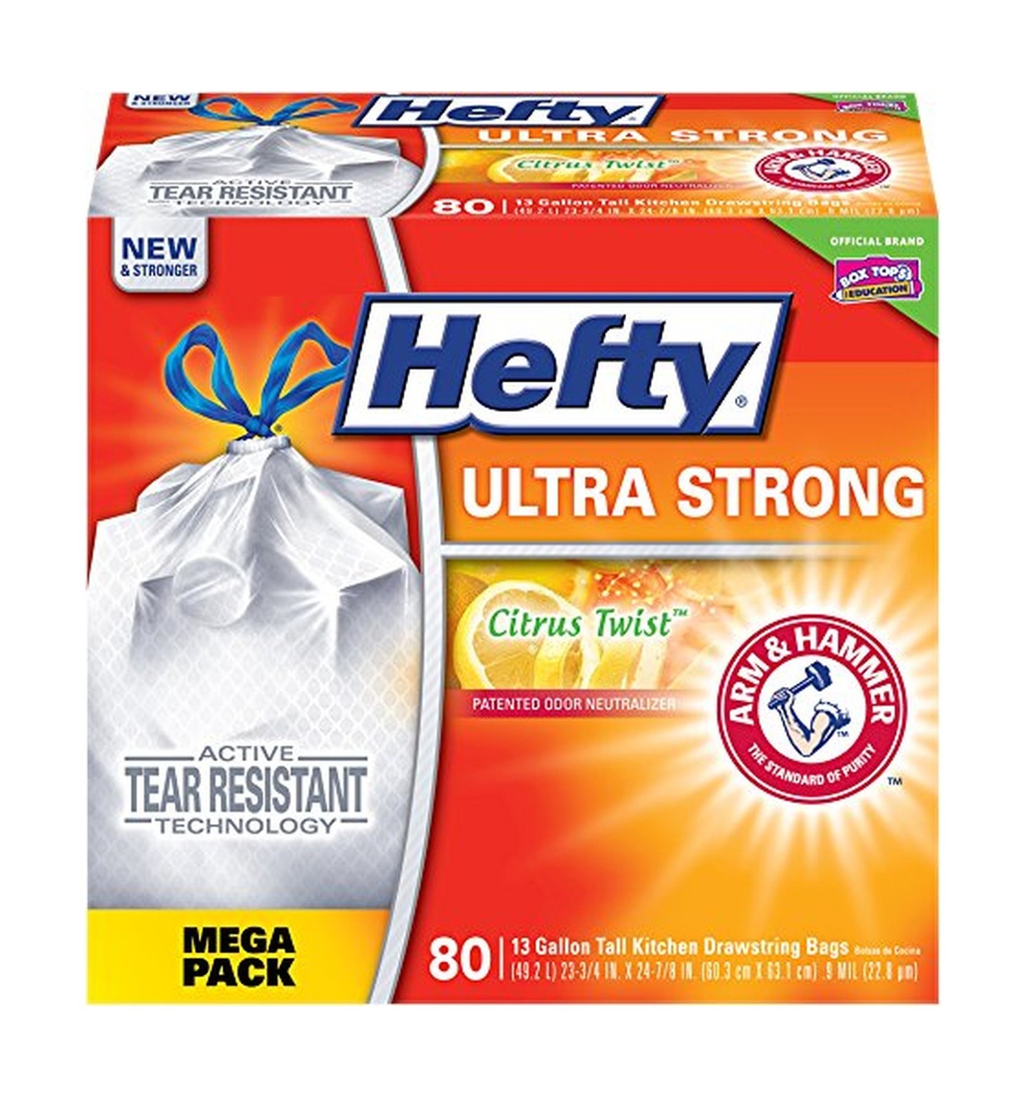 Hefty Ultra Strong Citrus Twist Tall Kitchen Drawstring Trash Bags Picture 1 Of 7