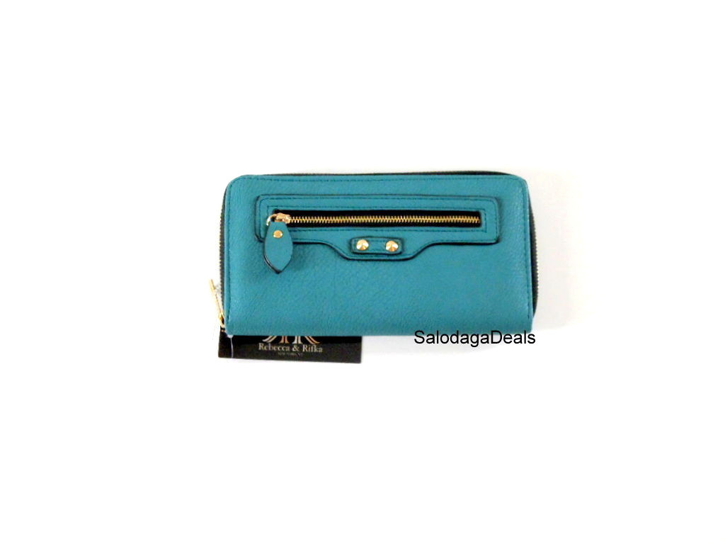 Rebecca And Rifka Faux Leather Zip Around Wallet Teal Ebay Picture 1 Of 5