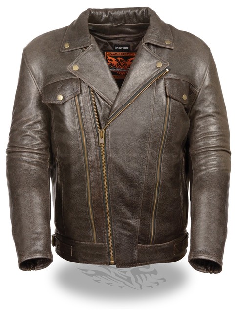 Mens Retro Brown Leather Utility Pocket Motorcycle Jacket 3x Men S Retro Brown Dual Side Utility Pocket Leather Jacket For Motorcycle Riders