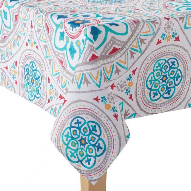 Food Network Indoor Outdoor Medallion Umbrella 70 Round Tablecloth Food Network Indoor Outdoor Medallion Printed Fabric Tablecloth 60 X 84