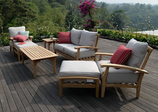 Outdoor Furniture 7 Pc Set Seating Teak Patio Beige Cushions New 7 Piece Teak Wood Outdoor Patio Seating Set Garden Furniture Beige Cushions