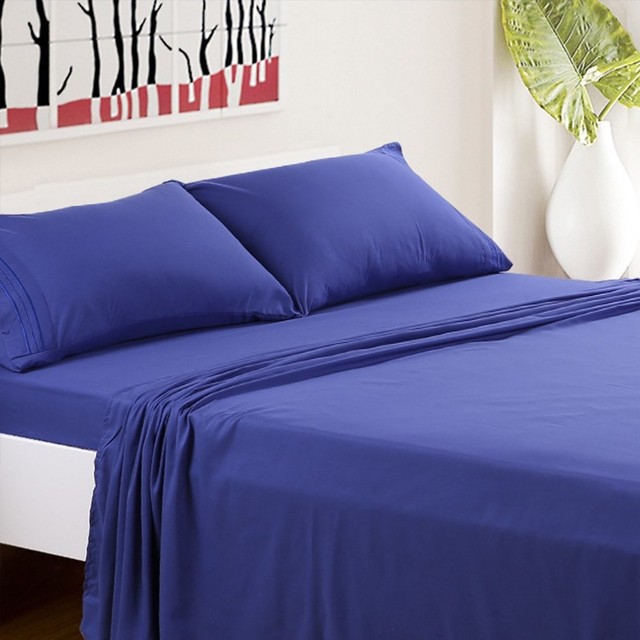Tastelife 105 Gsm Deep Pocket Bed Sheet Set Brushed Hypoallergenic 4 Piece Queen Bed Sheet Set Hypoallergenic Microfiber Deep Pocket Royal Blue