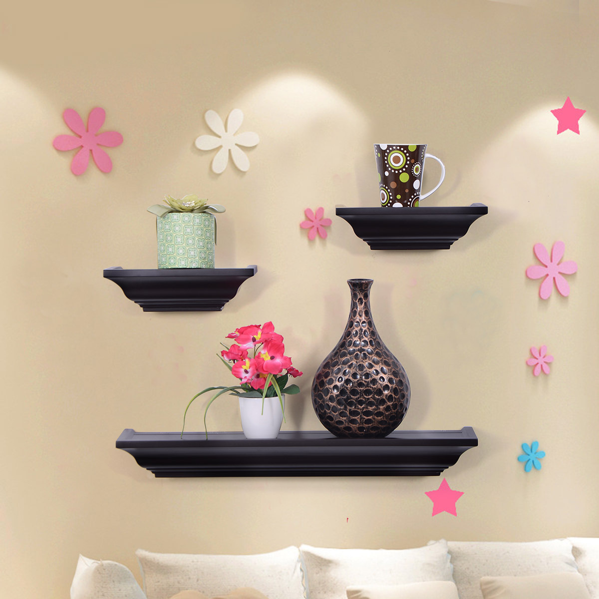 Giantex Set Of 3 Mdf Floating Wall Mounted Shelves Decoration Mantel 8