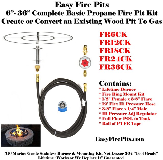 Fr24ck DIY Basic Propane Fire Pit Kit & 24" Double Ring ...