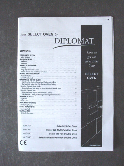 Diplomat Oven Select 600 Manual