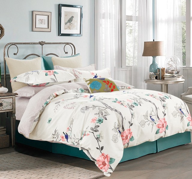 Oriental Style Cotton Bedding Set 1 Duvet Cover 2 Pillow Shams Oriental Style Cotton Bedding Set 1 Duvet Cover 2 Pillow Shams Queen King
