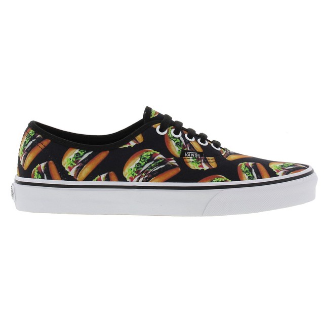 Vans AUTHENTIC formatori Mens Black Canvas LTD EDITION HAMBURGER scarpe taglia 811 Vans AUTHENTIC formatori Mens Black Canvas LTD EDITION HAMBURGER scarpe taglia 811