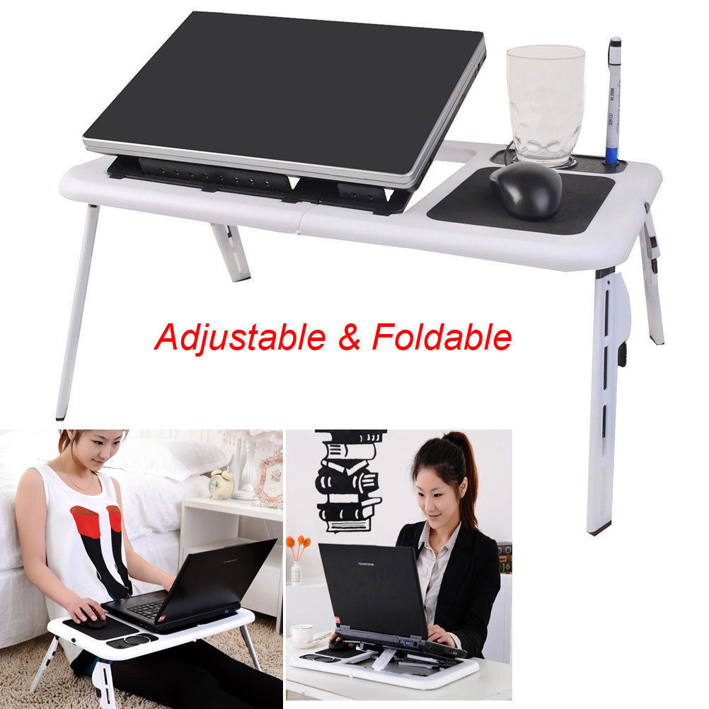 Foldable Laptop Desk Table Stand Notebook Tray Fan For Apple Macbook Picture 1 Of 12