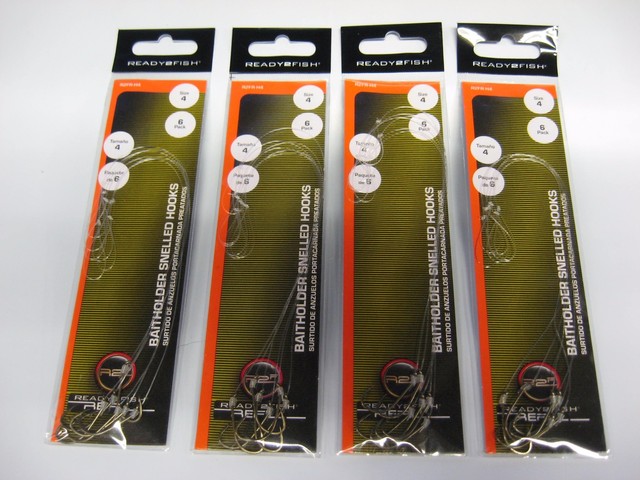 60 HOOKS Ready 2 Fish R2FR-H4 Size 4 Baitholder Snelled Fishing Hooks NEW