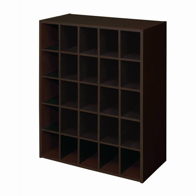 Closetmaid 25 Espresso Laminate Storage Cubes Organizer Stackable Closetmaid 24 In W X 32 H Espresso Stackable 25 Cube Organizer