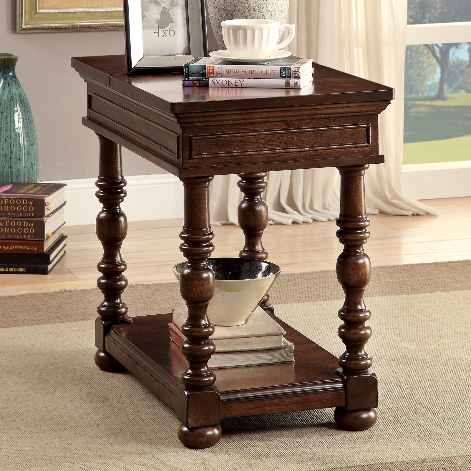 Furniture Of America Dorsetta Brown Cherry Flip Top Hidden Storage Furniture Of America Dorsetta Brown Cherry Flip Top Hidden Storage Side Table Ebay