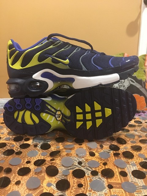 Nike Youth Boys Girls Air Max Plus GS Blue Yellow 655020 407 1 90 97 ... NEW OFFICIAL NIKE AIR MAX PLUS TUNED 1 TN GS SHOES (655020-407)