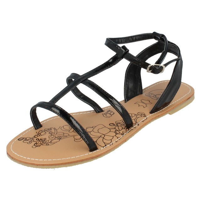 da donna SPOT ON Sandali con cinturino in vernice nera f0338 da donna SPOT ON Sandali con cinturino in vernice nera f0338