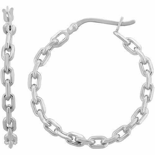 Sterling Silver Chain Link Hoop Earrings Ebay