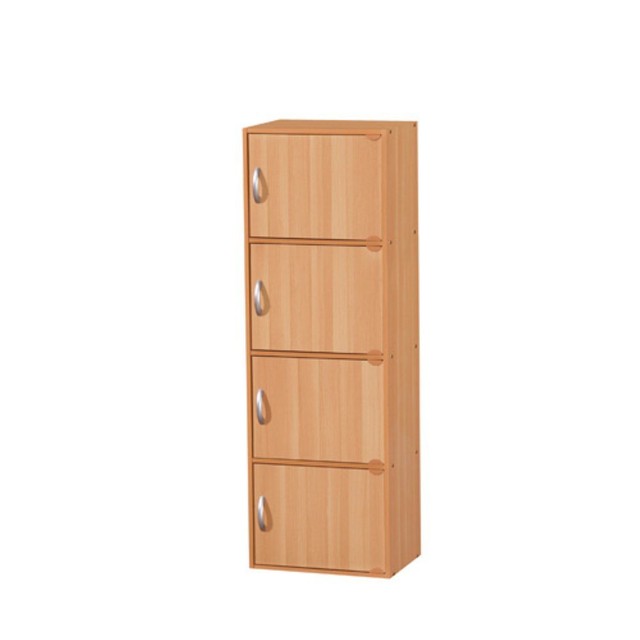 Hodedah 4 Door Four Shleves Enclosed Storage Cabinet Beech Ebay Hodedah Imports 1 33 Ft 4 Door Cabinet