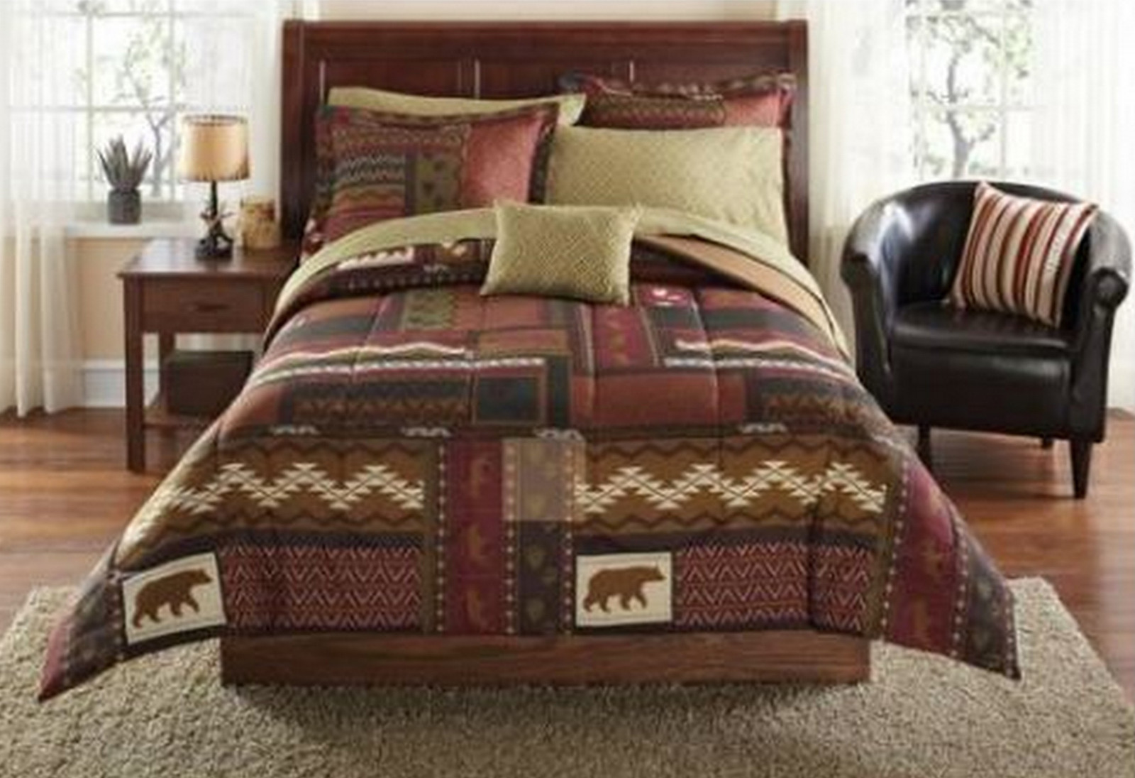 Bear Pine Cabin Lodge Lake 8 Piece Complete Bed In A Bag Comforter Bear Pine Cabin Lodge Lake 8 Piece Complete Bed In A Bag Comforter Sets Choice Twin