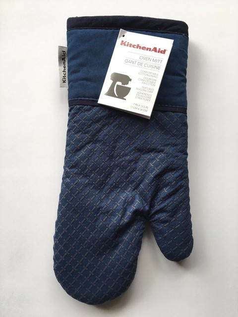 Kitchenaid Blue Willow Cotton Oven Mitt Pot Holder Textured Silicone Kitchenaid Blue Willow Cotton Oven Mitt Pot Holder Textured Silicone Grip New