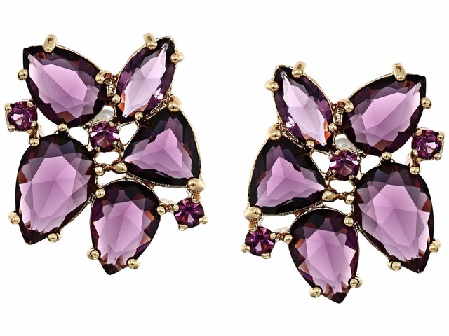 Kate Spade Gold Plated To The Nines Amethyst Purple Linear Earrings Kate Spade To The Nines Amethyst Purple Crystal Statement Earrings Nwt