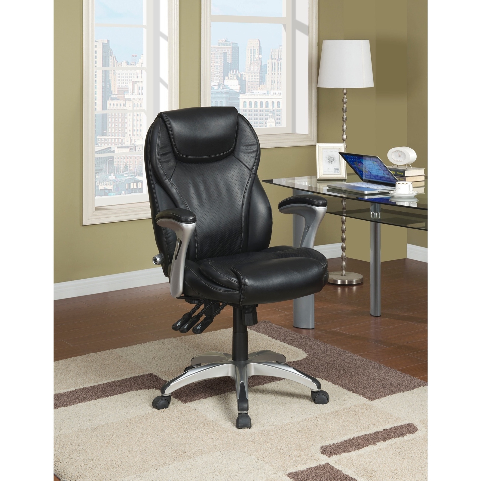 Serta Ergo Executive Office Chair Bonded Leather Black Item Picture 1 Of 5
