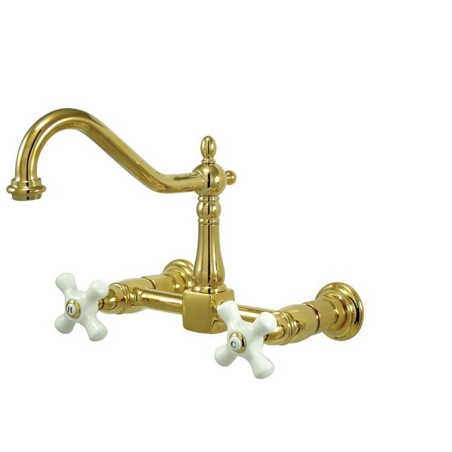 Kingston Brass Ks1242px Heritage Wall Mount 8 Inch Center Kitchen Kingston Brass Ks1242px Heritage Wall Mount 8 Inch Center Kitchen Faucet Cross
