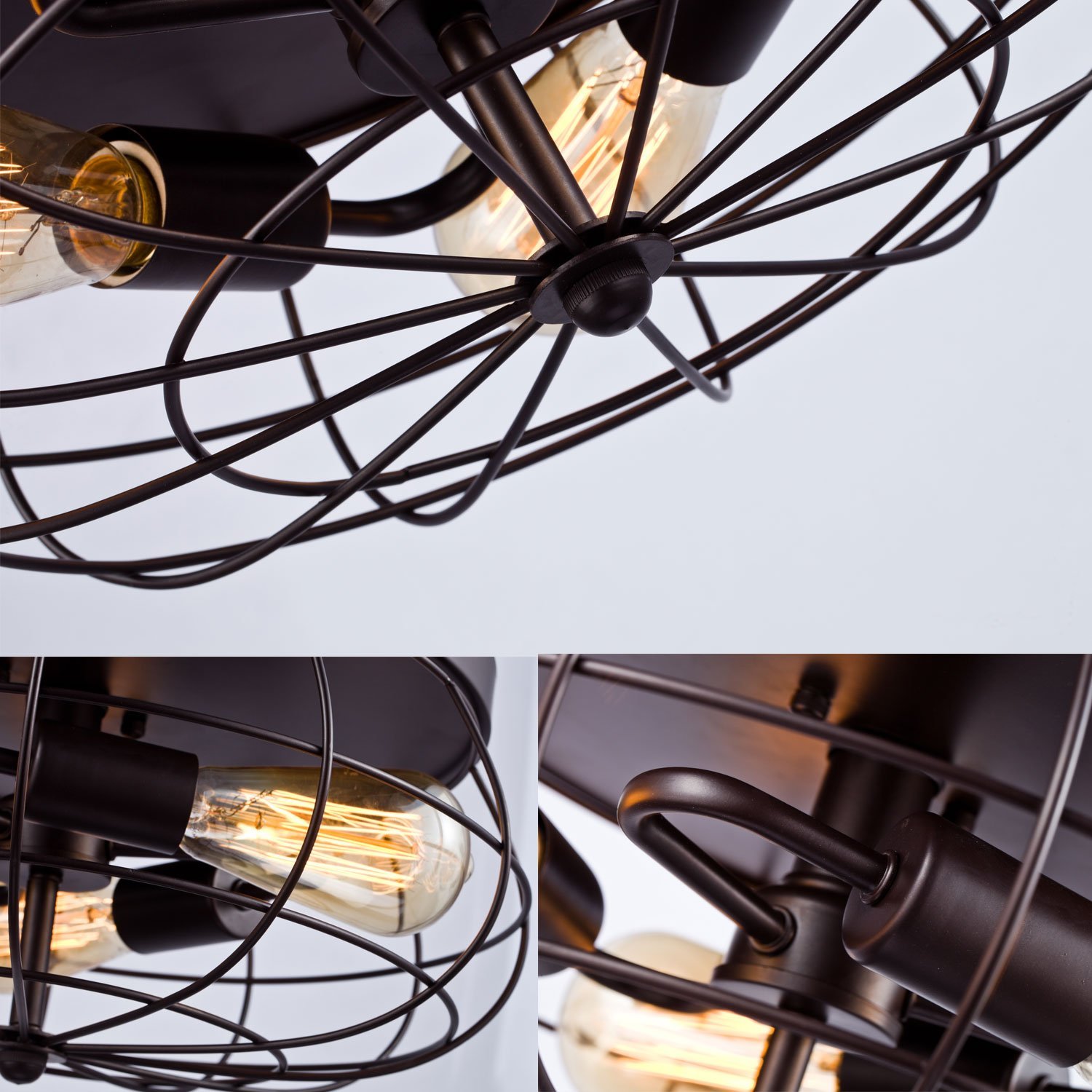 Yobo Lighting Oil Rubbed Bronze Flush Mount Ceiling Light 3 1