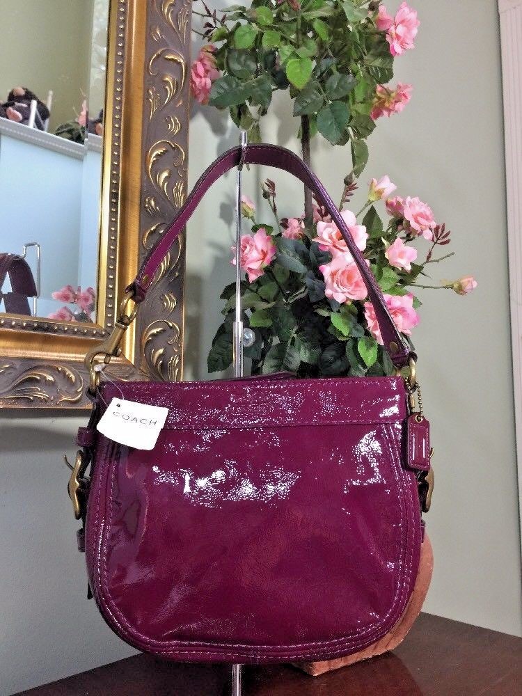 Coach Zoe Burgundy Mini Patent Leather Handbag Shoulder Purse F41869 Picture 1 Of 12