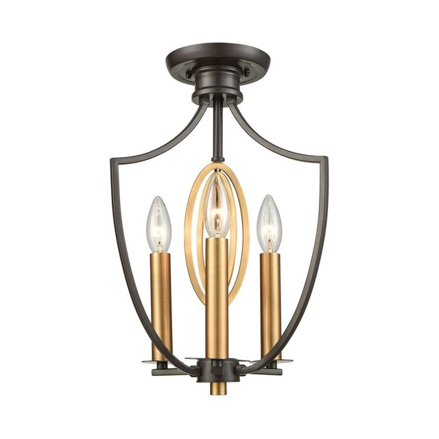 Elk Lighting Dione Oil Rubbed Bronze And Brushed Antique Brass Three Elk Lighting 10519 3 Dione Three Light Semi Flush Mount