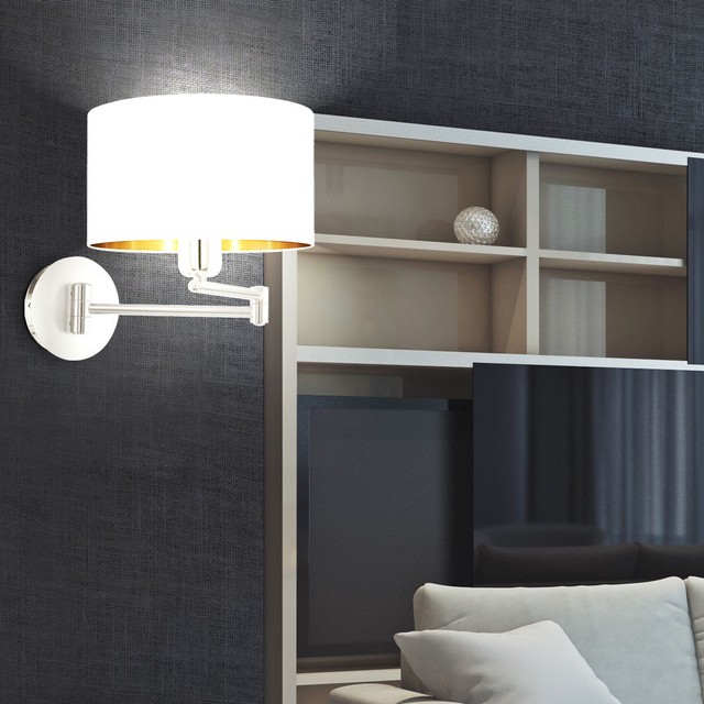 Led Wall Lighting Rotatable Fabric Living Room Reading Light Copper Led Wall Light Textile White Copper Sleep Room Reading Can Be Swiveled E27